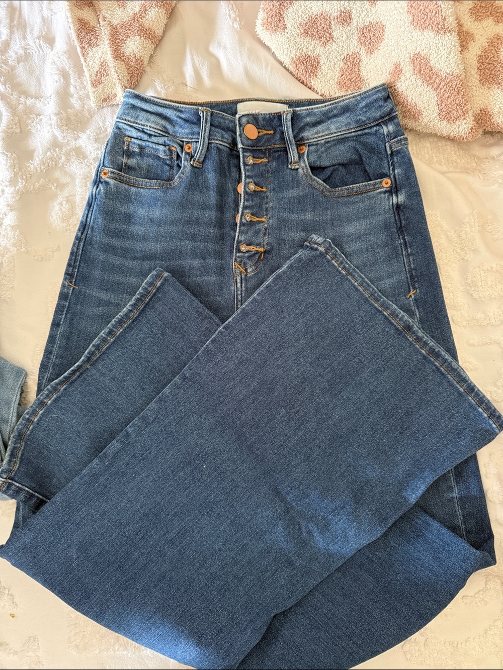 Dear John High-Waist Blue Button-Fly Women's Flare leg Jeans